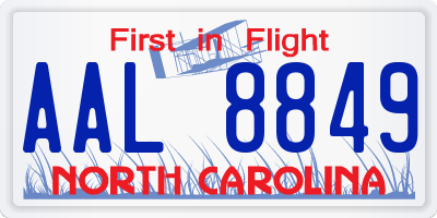 NC license plate AAL8849