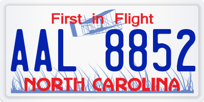 NC license plate AAL8852