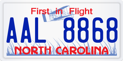 NC license plate AAL8868