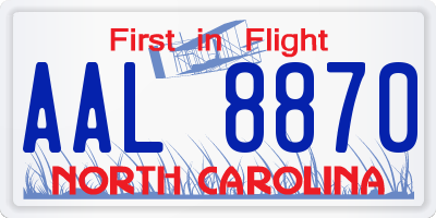 NC license plate AAL8870