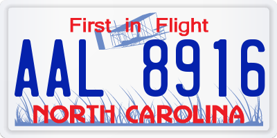 NC license plate AAL8916
