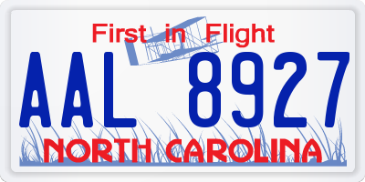 NC license plate AAL8927