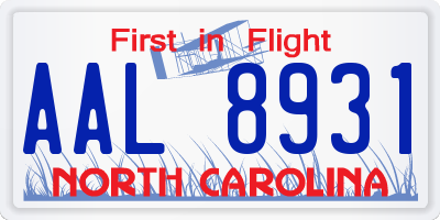 NC license plate AAL8931