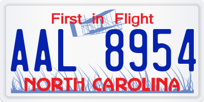 NC license plate AAL8954