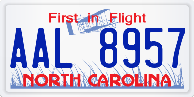 NC license plate AAL8957