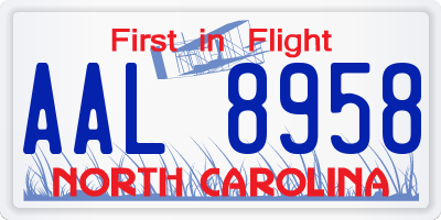 NC license plate AAL8958