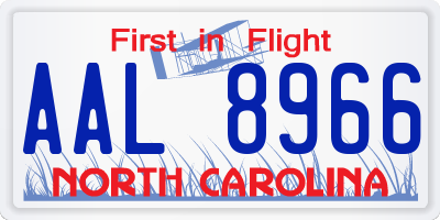 NC license plate AAL8966