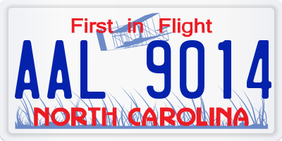 NC license plate AAL9014