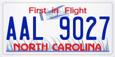 NC license plate AAL9027