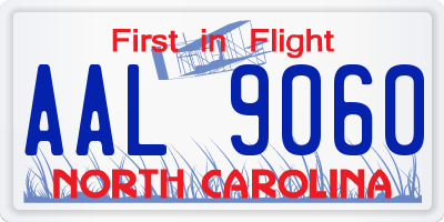 NC license plate AAL9060