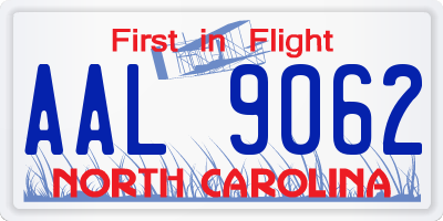 NC license plate AAL9062
