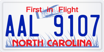 NC license plate AAL9107