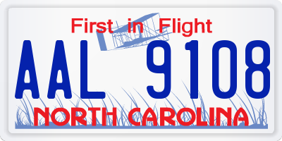 NC license plate AAL9108