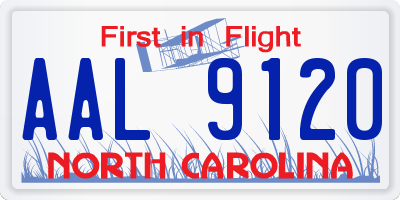 NC license plate AAL9120