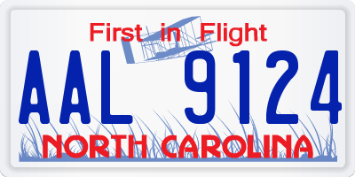 NC license plate AAL9124
