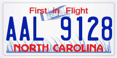 NC license plate AAL9128