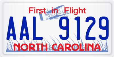 NC license plate AAL9129