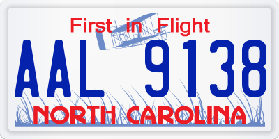 NC license plate AAL9138