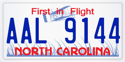 NC license plate AAL9144