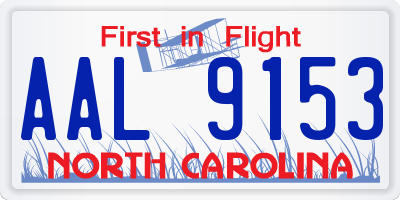 NC license plate AAL9153