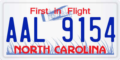 NC license plate AAL9154