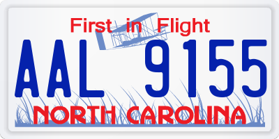 NC license plate AAL9155