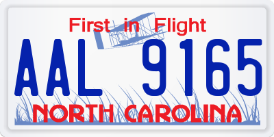 NC license plate AAL9165