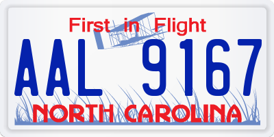 NC license plate AAL9167