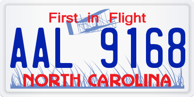 NC license plate AAL9168