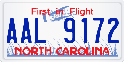 NC license plate AAL9172