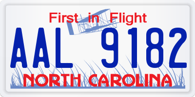 NC license plate AAL9182