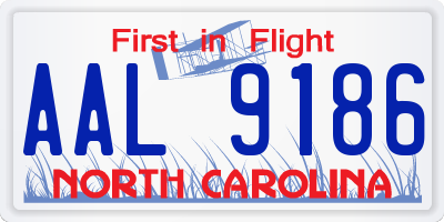 NC license plate AAL9186