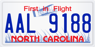 NC license plate AAL9188