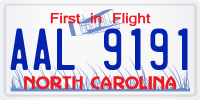 NC license plate AAL9191
