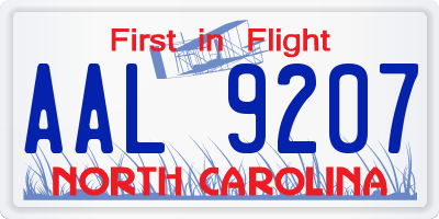 NC license plate AAL9207