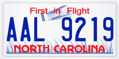 NC license plate AAL9219