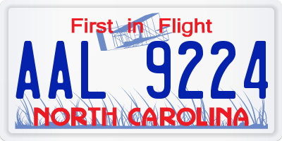 NC license plate AAL9224