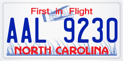 NC license plate AAL9230