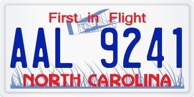 NC license plate AAL9241