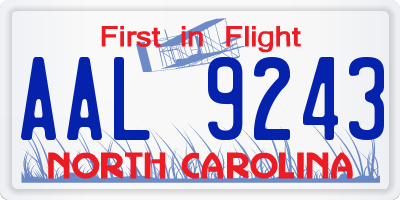 NC license plate AAL9243