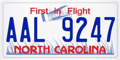 NC license plate AAL9247