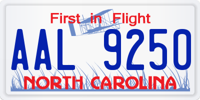 NC license plate AAL9250