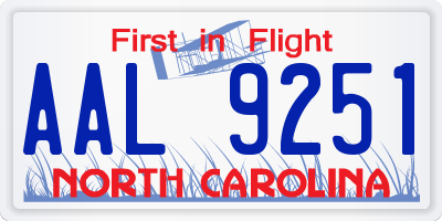 NC license plate AAL9251