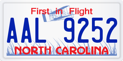 NC license plate AAL9252
