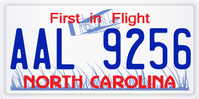 NC license plate AAL9256