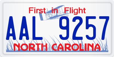 NC license plate AAL9257