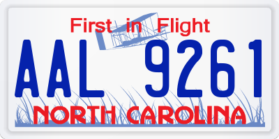 NC license plate AAL9261
