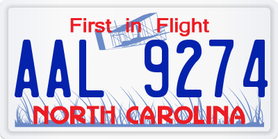 NC license plate AAL9274
