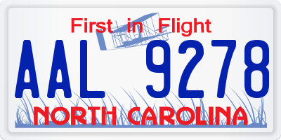 NC license plate AAL9278