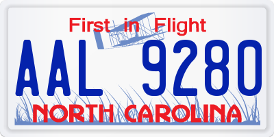 NC license plate AAL9280